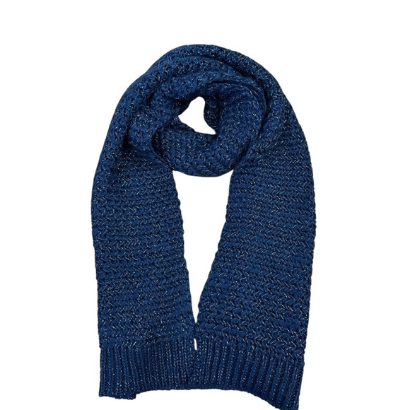 LOFT metallic blue chunky knit scarf - Picture 5 of 8